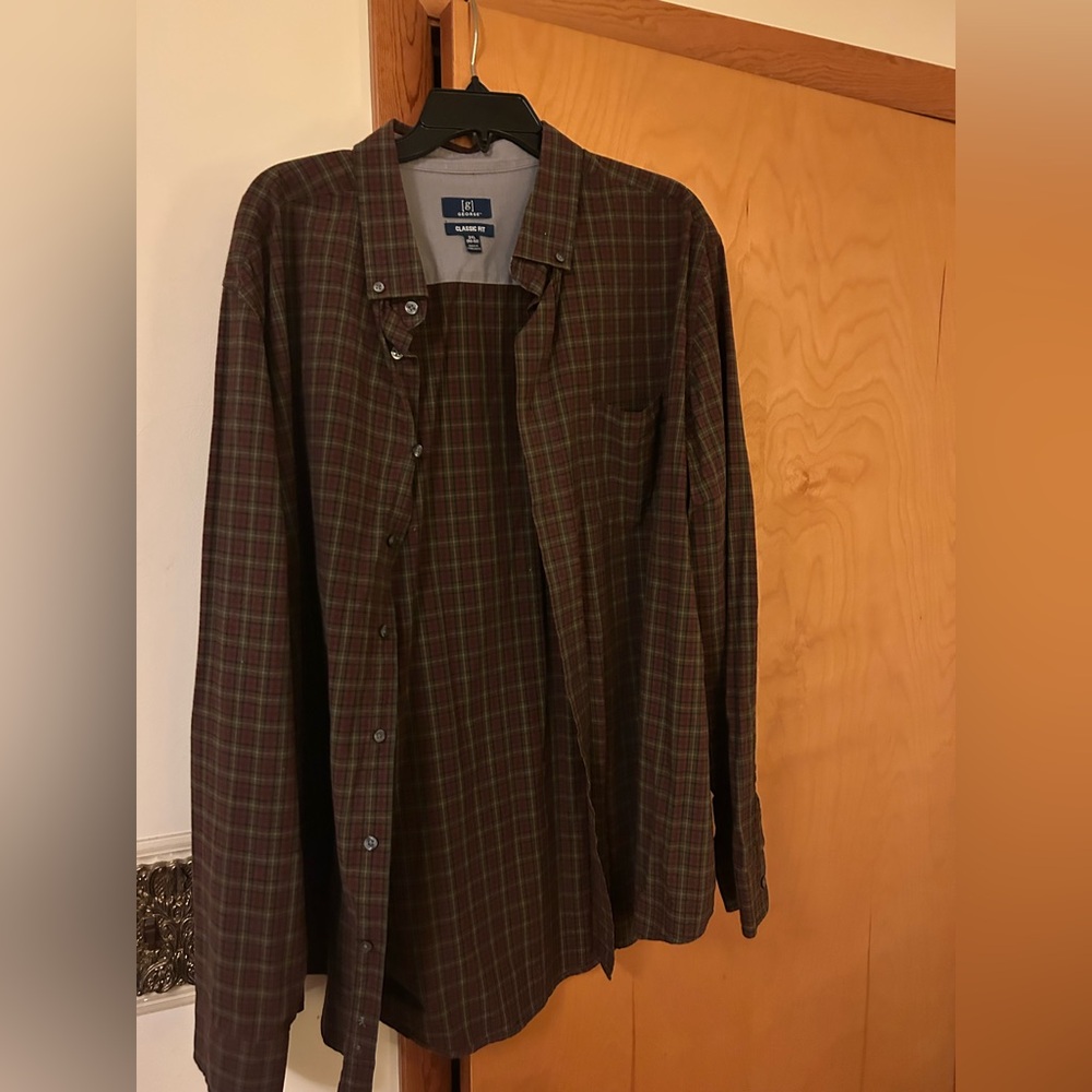 George Classic Fit Plaid Shirt - Green and Brown